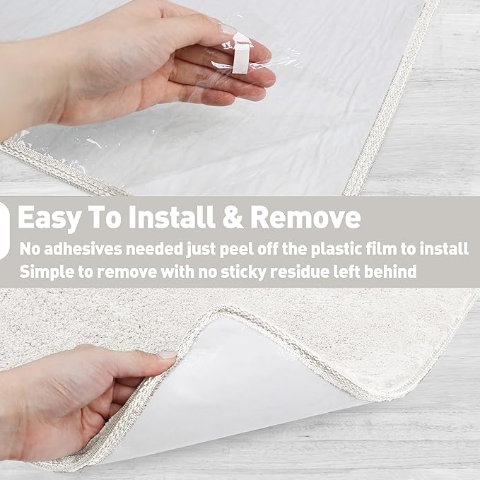 PURE ERA Carpet Stair Treads Ultra Plush Soft Indoor Stair Protectors Pet-Friendly Non-Slip Skid Resistant Tape Free Washable Reusable 8 x 30 inch (2 Pieces,White)