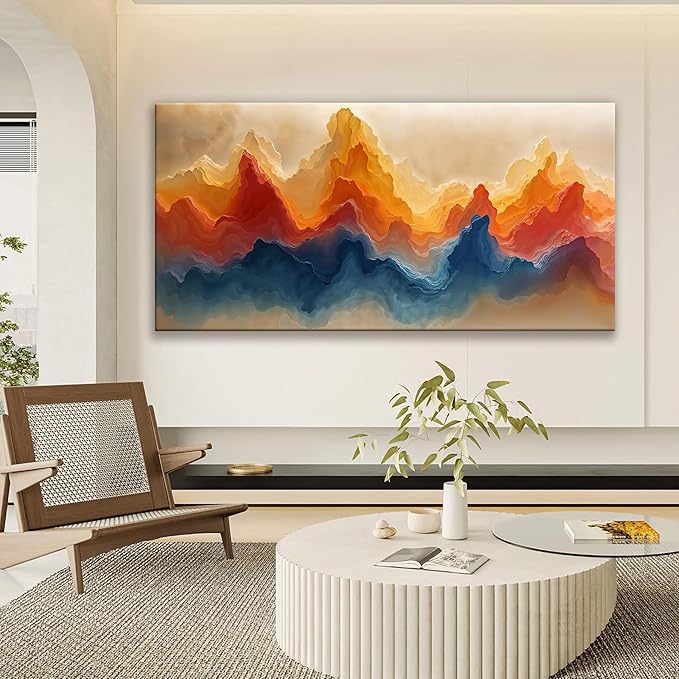 Suconvng Large Abstract Wall Art For Living Room Modern Canvas Decorations Maximalist Colorful Canvas Wall Art Decor Prints Picture For Bedroom Kitchen Office Home Wall Decor Artwork 29" × 58"
