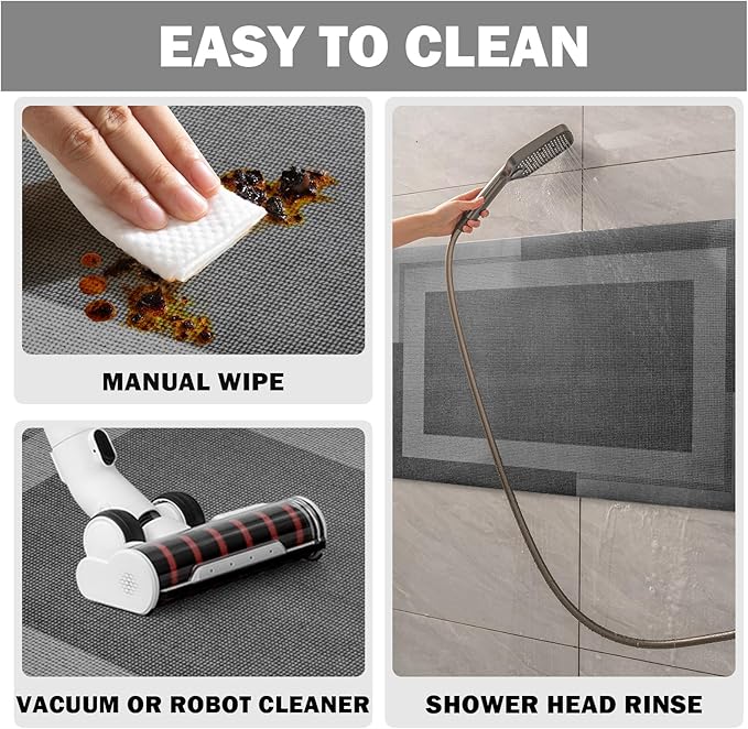 Non Slip Bath Mat, Rubber Backing Ultra Thin Bathroom Rugs Fit Under Door Quick Dry Super Absorbent Washable Bath Rug Shower Mat for Bathroom Floor Bathtub Sink, Easy Care Dark Grey 20"x 32"