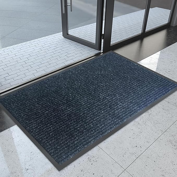 Front Door Mat,3'x4'Indoor Outdoor Door Mat,Heavy Duty Durable Welcome,Commercial Floor Mats Inside Outside Entrance, Waterproof All-Season, All-Weather Non Slip Backing Doormat for Entryway,Black