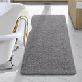 LOCHAS Luxury Bathroom Rug Shaggy Bath Mat 24 x 44 Inch, Washable Non Slip Bath Rugs for Bathroom Shower, Soft Plush Chenille Absorbent Carpets Mats, Gray