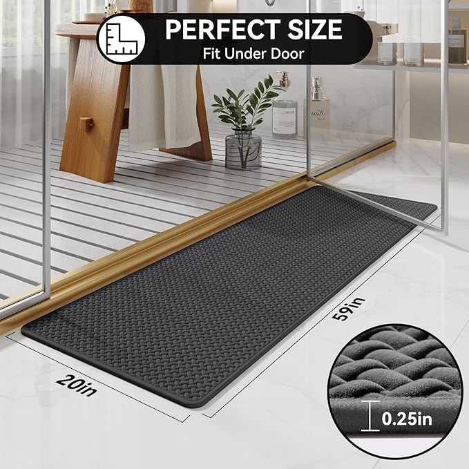 Bathroom Runner Non Slip, Extra Soft Absorbent Quick Dry Bath Mats, Foam Weave Texture Thin Bath Rugs Washable with Rubber Backing, 20" x 59“