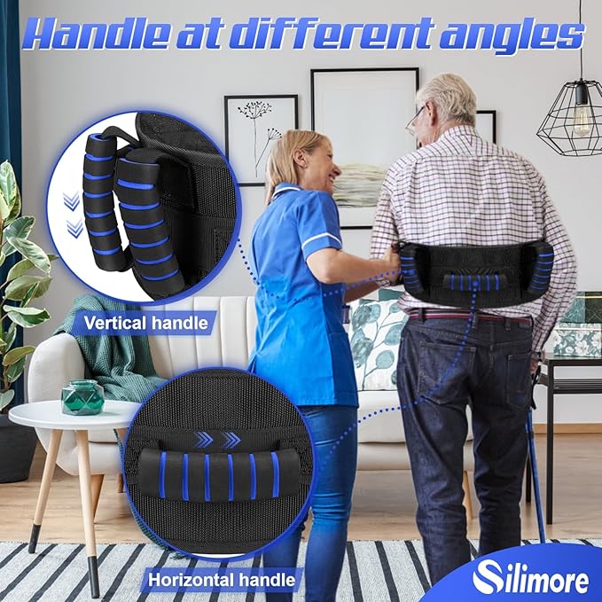 Gait Belt for Seniors with Handles, Gate Belts Medical for Elderly Physical Therapy Transfer Belt for Lifting Seniors,Patients,Disabled(Blue)