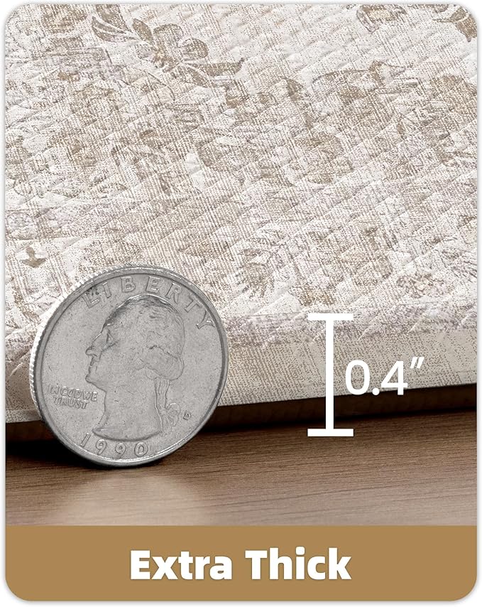 Color&Geometry Anti Fatigue Kitchen Mats for Floor 24x59, Vintage Decor, Easy Clean, Waterproof & Oil Proof, 0.4" Thick Cushioned, Non-Slip Kitchen Runner Rug for Sink, Laundry, Office, Khaki