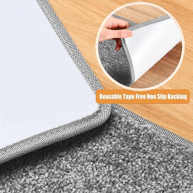 PURE ERA Carpet Stair Treads Tape Free Non Slip Indoor Stair Carpet Stair Protectors Pet-Friendly Non-Slip Skid Resistant Washable Reusable 8" x 30"(2 Pieces,Gray)