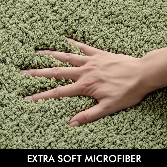 MIULEE Sage Bathroom Runner Rug 24x60 Inches, Long Bath Mat for Bathroom Floor Bathtub Showers, Machine Washable Absorbent Microfiber Carpet with TPR Anti-Slip Back