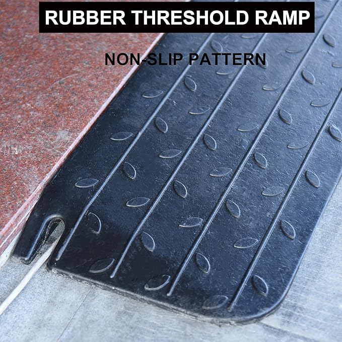 OrangeStar Rubber Threshold Ramp for Doorways, 2" Rise Non-Slip Wheelchair Ramp, 33000lbs Load Capacity, Rubber Curb Ramp for Wheelchair, Scooter, Black