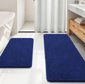 OLANLY Bathroom Rugs Sets 2 Piece, Soft Absorbent Chenille Bath Mats Area Rug Set, Non-Slip, Quick Dry, Machine Washable Bath Mats for Bathroom, Home Decor Accessories (59"x20"+30"x20", Navy)