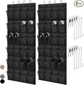 HOME GENIE Over the Door Hanging Shoe Organizer, 2 Pack, 24 Breathable Mesh Pockets, Closet Rack Storage Holder Stay in Place Hooks Hang on Closets, Hanger Holds Up to 40 lbs, Shoes, Accessories Black