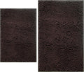 Bathroom Rugs Sets 2 Piece, Extra Soft Chenille Bath Mat Ultra Absorbent Bathroom Rug, Bathroom Mat with Sturdy PVC Non-Slip Bottom, Machine Washable Bath Rugs (20x32 Inch + 16x24 Inch, Coffee)