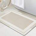 Ultra Thin Bath Mat, Upgrade Backing Non Slip Thin Bath Mats Fit Under Door, Quick Dry Ultra Absorbent Bathroom Rugs, Machine Washable Bath Rugs for Bathroom, Bathtub, Light Beige/Bordered/24"x17"