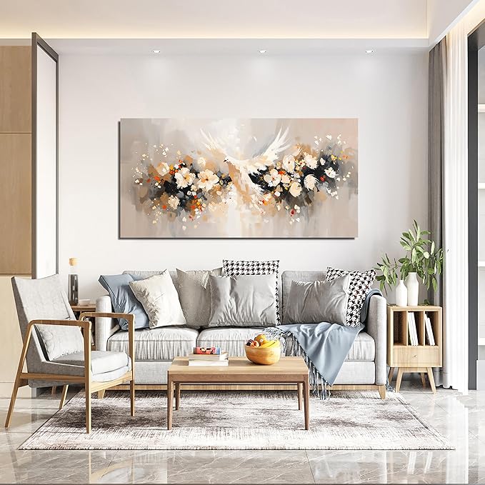 Canvas Wall Art Decor Wall Art Pictures for Living Room Colorful Flowers Wall Art Prints Artwork for Walls Dove of Peace Wall Art Decorations Art Work for Wall Decor Bedroom Office Decor 20" X 40"