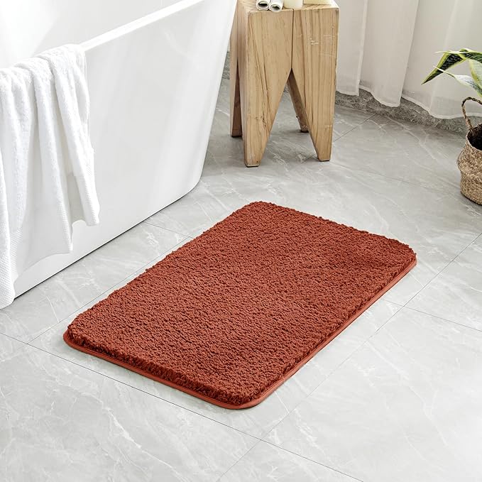 MIULEE Rust Bathroom Rugs Non Slip Bath Mat 24'' x 40'' Shaggy Soft Bath Rug Plush Microfiber Absorbent Water for Shower Tub Machine Washable (24x40 Inches)
