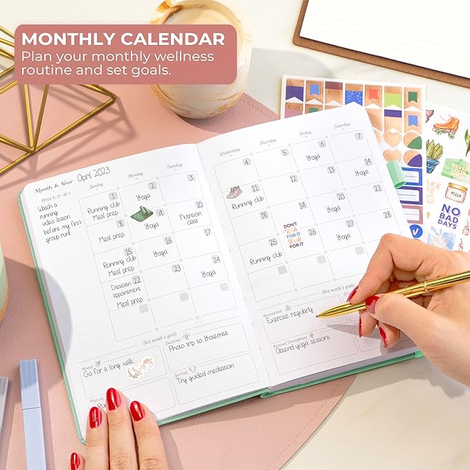 GoGirl Self-care Journal – Daily Mental Health Notebook with Mood & Wellness Trackers – Personal Development, Meditation & Reflection Journal for Women – Hardcover, Lasts 3 Months (Mint Cream)