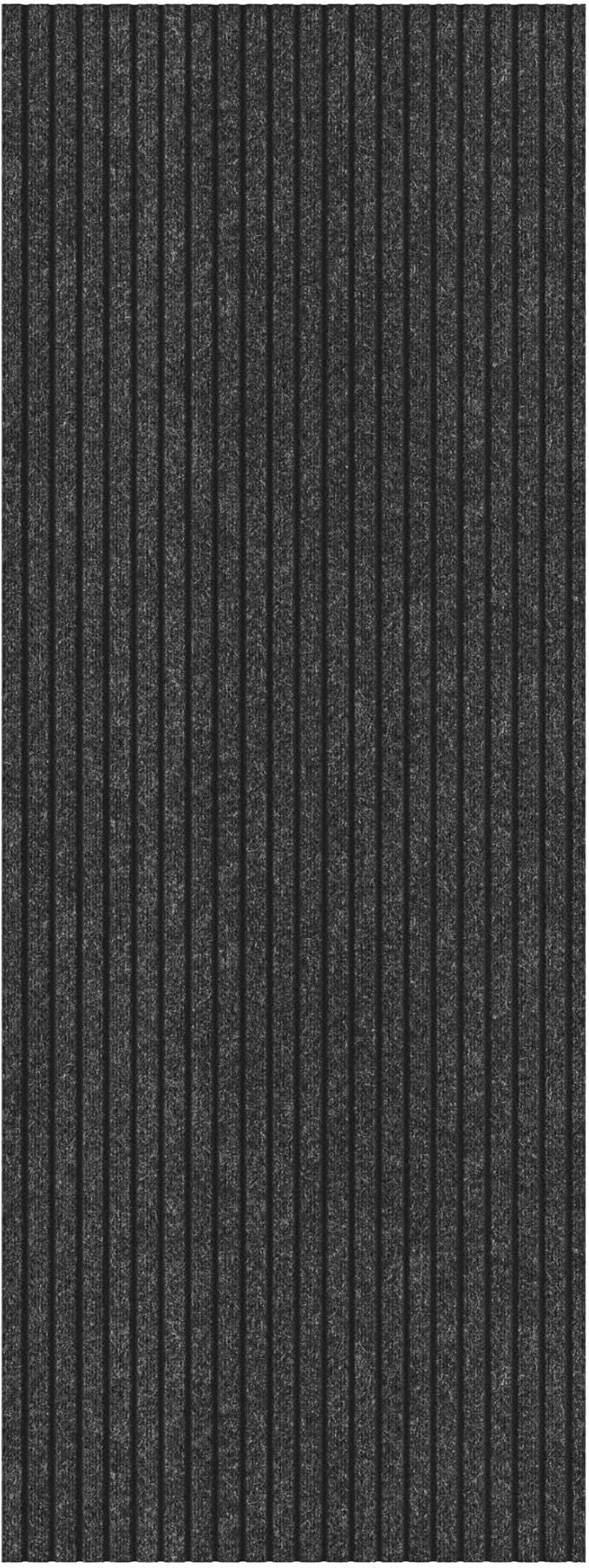 Ottomanson 2' x 37' Hallway Runner with Scraper Pile Extra Durable Non-Slip Rug Mat for Indoor & Outdoor Use - Ideal for Kitchen, Entryway, Patio & Garage - High-Traffic Carpet, Black