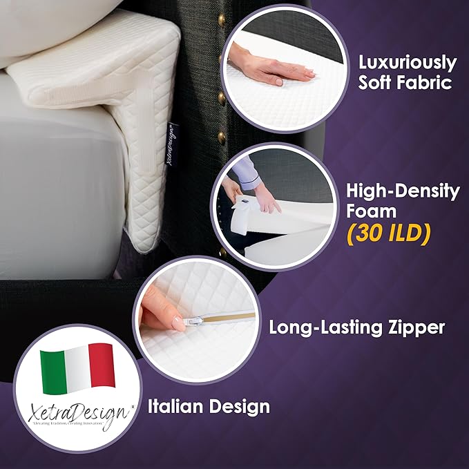 Bed Wedge Pillow for Headboard Gap Up to 7", Triangle Gap Filler for Bed, Mattress Wedge Gap Filler, Headboard Space Filler, Corner Pillow, White Double 54"