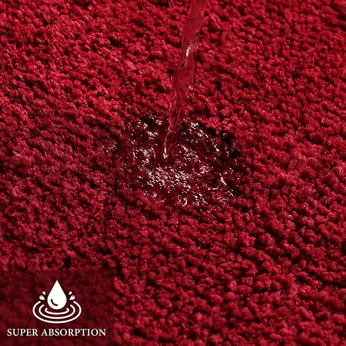 MIULEE Christmas Red Bath Rugs for Bathroom - Soft and Absorbent Non-Slip Mats for Shower Bath and Toilet, Machine Washable, 20'' x 30''