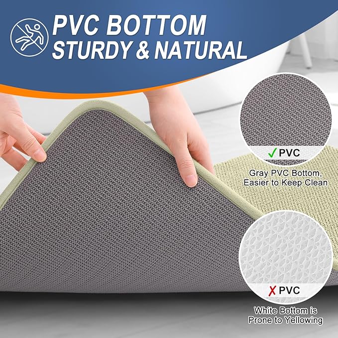 OLANLY Thick Memory Foam Bath Mat Rug 30x20, Extra Soft Absorbent Bathroom Rug, Quick Dry Bath Mats, Non-Slip, Machine Washable Carpet for Bathroom, Tub and Shower, Home Decor Accessories, Vanilla