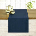 D'Moksha Homes Linen Navy Blue Table Runner 36 Inches - 100% Pure Linen Small Table Runner 14 x 36 Inch Ideal for Dresser, Coffee Tables, Easter - Classic Hemstitch