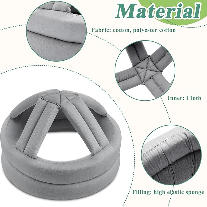 Woanger Anti Fall Elder Head Safety Helmet for Adults Special Needs Gray Thick Cloth Inner Soft Protective Hat Adjustable Seniors Fall Head Prevention Cap Elderly Helmet for Injury Protection