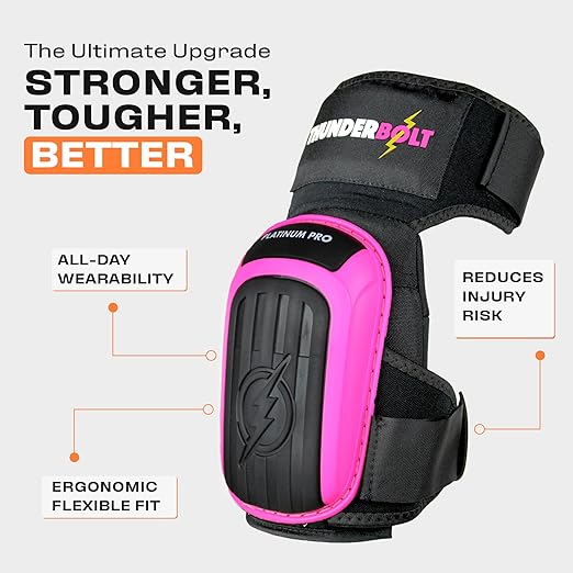 Thunderbolt Knee Pads for Men Construction Knee Pads for Work for Men and Women with Double Gel for Gardening Flooring Roofing Heavy Duty with Extra Thick Foam and Strong Adjustable Non-Slip Straps