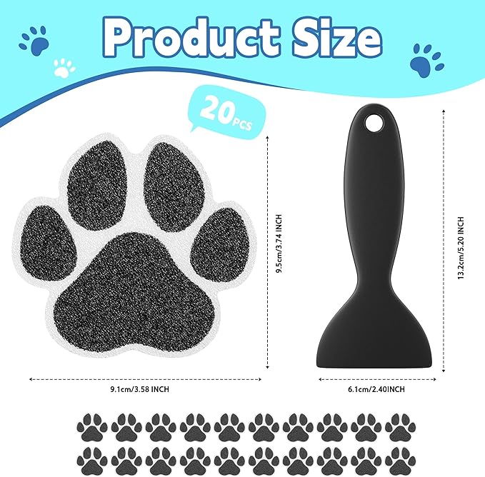 Non-Slip Bathtub Stickers, 20 PCS Large Safety Bathroom Tubs Showers Treads Adhesive Decals with Premium Scraper (Black)