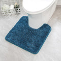 MIULEE Microfiber Toilet Bath Mat U-Shaped Contour Shaggy Rugs Non Slip Extra Thick Soft Absorbent Water for Bathroom Commode Machine Washable(20x20 Inch, Navy Blue)