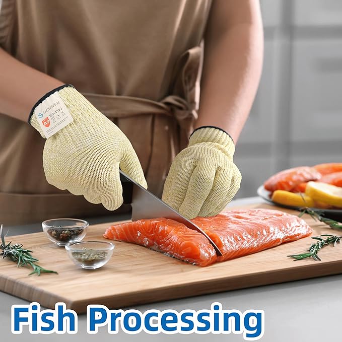 Schwer SlicePro Ultra-Durable ANSI A9 Cut Resistant Gloves PR1501, 10X Reinforced Food Grade Cutting Glove, Mandoline Gloves for Kitchen Meat Cutting, Oyster Shucking, Fish Fillet Processing, L