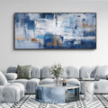 KLAKLA Living Room Wall Art - Navy Blue Abstract Large Paintings Artwork Picture Framed Canvas Bedroom Office Home Decoration Huge Art Work for Wall Decor - 70x31 Inches