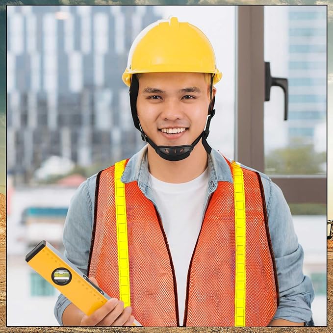 Haysandy 50 Pcs High Visibility Reflective Safety Vest Construction Vest Strips Neon Mesh Universal Size for Men Outdoor (Neon Orange)