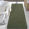 LOCHAS Luxury Bathroom Rug Shaggy Bath Mat 24 x 70 Inch, Washable Non Slip Bath Rugs for Bathroom Shower, Soft Plush Chenille Absorbent Carpets Mats, Olive Green