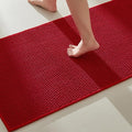 Christmas Bathroom Rugs Non Slip Washable, Super Absorbent Thin Bath Mat Quick Dry Low Pile Bathroom Rug, Red 24"x47"
