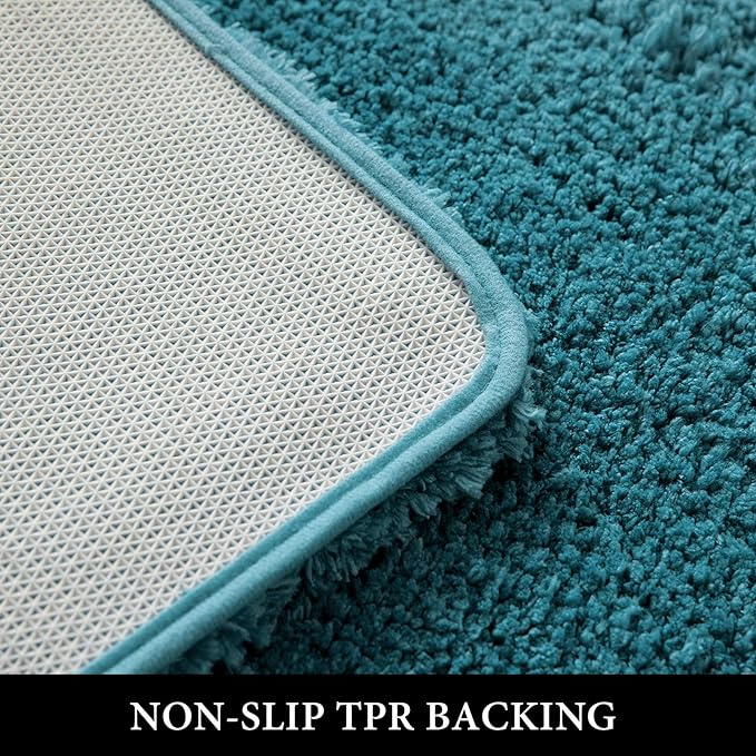 MIULEE Thick Small Non Slip Bathroom Rug Shaggy Soft Bath Mat Plush Microfiber Absorbent Water for Shower Tub Machine Washable (Teal, 20x30 Inches)