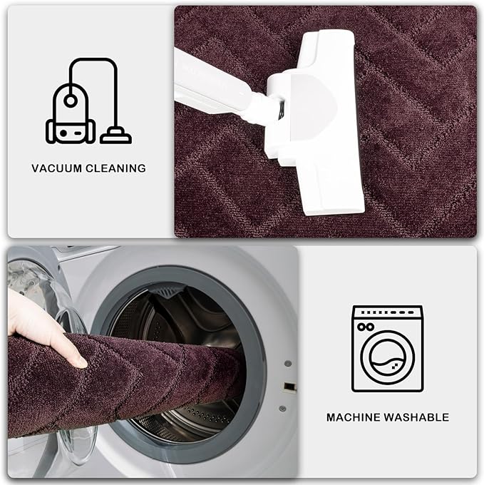 PURRUGS Dirt Trapping Door Mat 32" x 70", Non-Slip Machine Washable Entry Rug, Shoe Scraper, Dog Doormat, Super Absorbent Welcome Mat for Front & Back Door, Muddy Wet Shoes & Paws, Burgundy Red