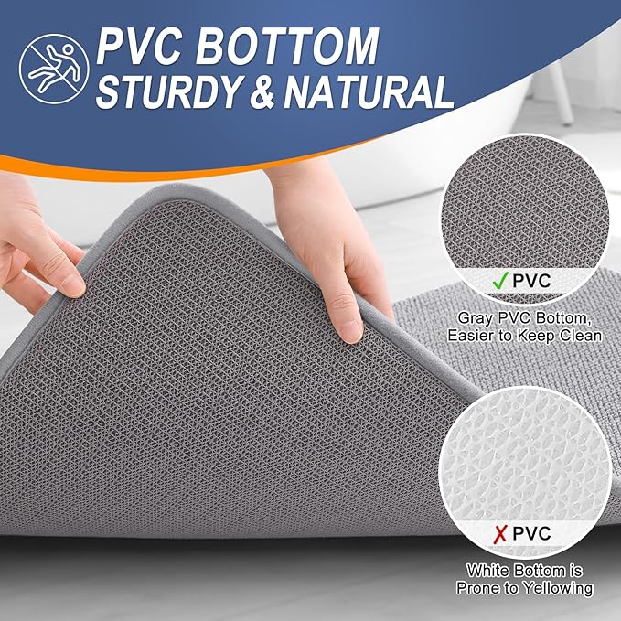 OLANLY Thick Memory Foam Bath Mat Rug 50x30, Extra Soft Absorbent Bathroom Rugs, Quick Dry Bath Mats, Non-Slip, Machine Washable Carpet for Bathroom, Tub and Shower, Home Decor Accessories, Grey
