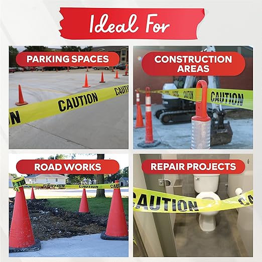 XFasten Yellow Caution Tape Roll, 3 in x 1000 ft, Thick and Durable Yellow Safety Tape for Barricades, Construction, Warning, and Hazard Areas – Easy to Loop, Weatherproof, and Fading-Resistant