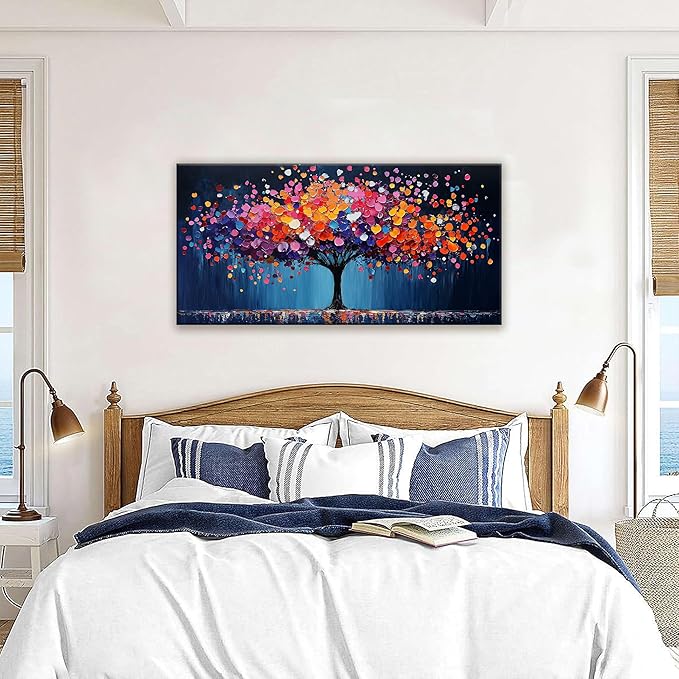 Suconvng Canvas Art Wall Decor Modern Minimalist Gallery Painting Abstract Tree Paintings Colorful Tree Of Life Wall Art Prints Floral Wall Art Pictures For Bedroom Kitchen Office Artwork 20" × 40"