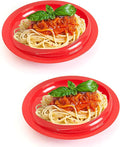 pekokavo Spill Proof 9.2" Scoop Plate with Non-Skid Suction Base, Adaptive Self-Feeding Dinnerware for Elderly Disabled, Pack of 2 (Red Plates)