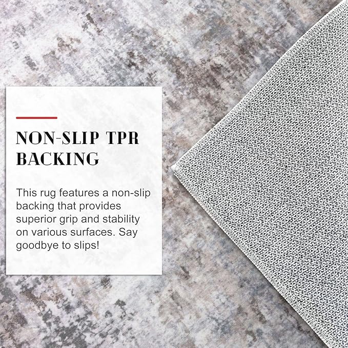 Modern Abstract 3x14 Runner Rug, Beige Grey Neutral Washable Long Kitchen Runner Non-Slip Soft Hallway Rug Runner Thin Print Faux Wool Floor Carpet for Hall Stair Entryway
