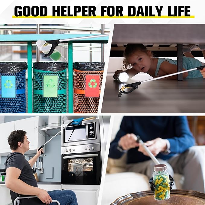 Sabary 10 Pcs Grabber Reacher Trash Pickers Bulk Tool 30'' Long Upper Back to School Litter Cleanup Heavy Duty Handy Mobility Aids Pick up Lightweight Nonslip Claw Elderly Arm Extension Stick