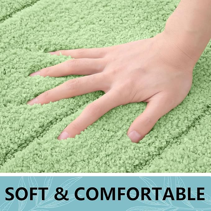 Buganda Bathroom Rugs, 30" x 20", Soft and Absorbent Microfiber Bath Rugs, Non-Slip Shaggy Shower Carpet, Machine Wash Dry Bath Mats for Bathroom Floor, Tub and Shower, Sage Green
