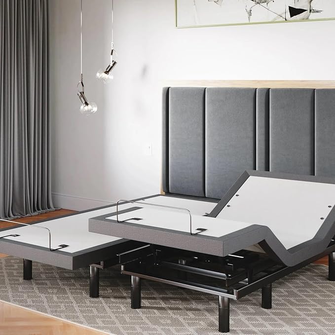 Sven & Son Classic Adjustable Bed Base, Head and Foot Lift, Massage, Under-Bed Lights, USB, Gel Memory, Zero Gravity Smart Frame - Split California King