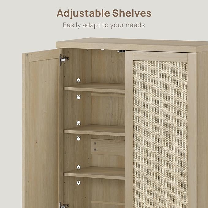 SICOTAS Rattan Shoe Storage Cabinet - Modular Shoe Cabinets with Door Tall Large Shoe Cabinet Storage for Entryway - 31.2" Wide Modular Cabinet for Hallway, Living Room