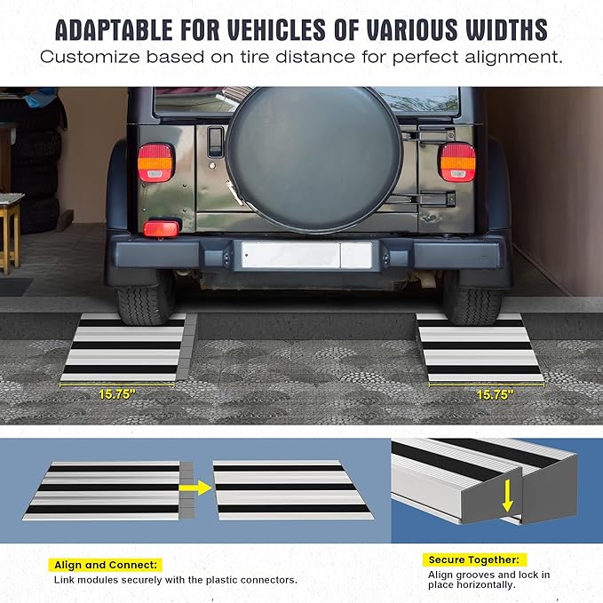 3" Rise Modular Threshold Ramp for Doorways, Stable Wheelchair Ramp for Home Steps, Aluminum Door Ramp and Curb Ramp for Scooters, Power Chairs, Cars, 1100LBS Load Capacity