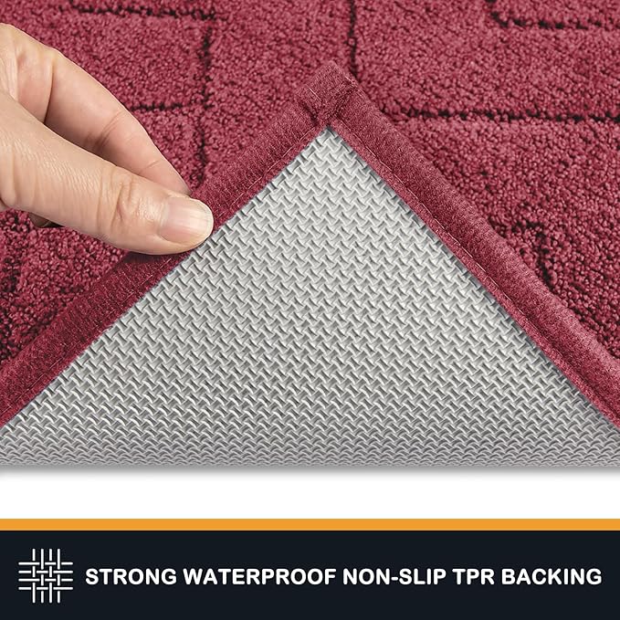PURRUGS Dirt Trapping Door Mat 24" x 59", Non-Slip Machine Washable Entry Rug, Shoe Scraper, Dog Doormat, Super Absorbent Welcome Mat for Front & Back Door, Muddy Wet Shoes & Paws, Cherry Red