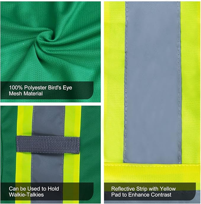 FONIRRA Hi Vis Shirts for Men Reflective ANSI Class 2 Safety Long Sleeve High Visibility Work Construction T Shirts