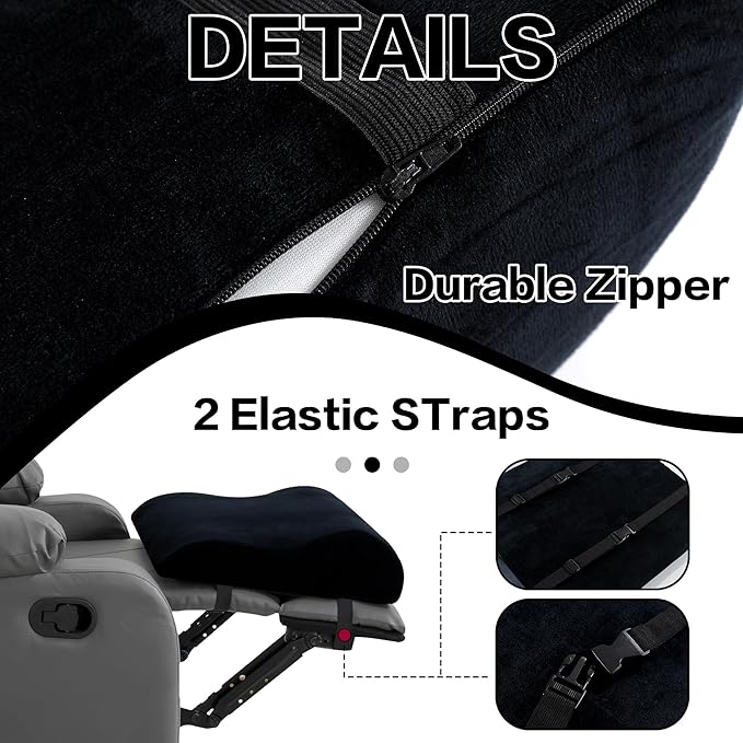 HOMBYS Extra Large Recliner Leg Pillow, Foam Foot Rest Cushion Wave Shape Recliner Footrest Extender, Multi Purpose Back & Lumbar Support Pillow for Bed, Sofa Couch, (Black)