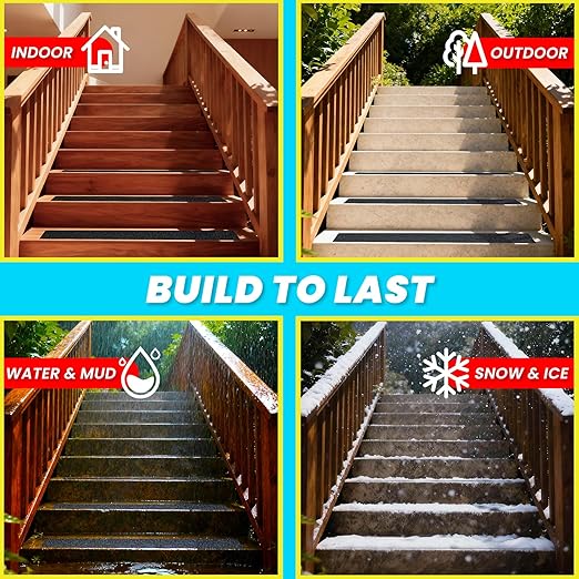 LifeGrip Anti Slip Traction Treads (10-Pack), 4 inch X 30 inch, Best Grip Tape Grit Non Slip, Outdoor Non Skid Tape, High Traction Friction Abrasive Adhesive for Stairs Step, Black (4" X 30" X 10P)