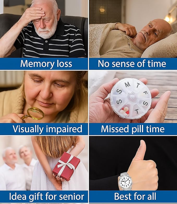 FIVE SENSES English Atomic Jumbo Size (43mm /1.75in) Metal Talking Watch with Loud Alarm Clock for Visually impaired, Elderly Person 1523 (White)