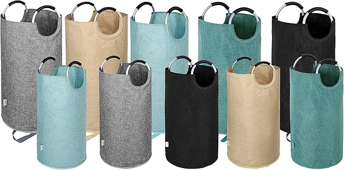 Large Laundry Hamper Bag Collapsible, Tall Laundry Basket with Durable Handles, Dirty Clothes Hampers for Bedroom, College Dorm, Boys, Heavy Duty, Double Layer 130L Black